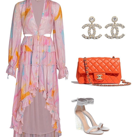 ROCOCO SAND DAVINA CUT OUT MARBLE V-NECK HIGH LOW DRESS - Picture 4 of 7